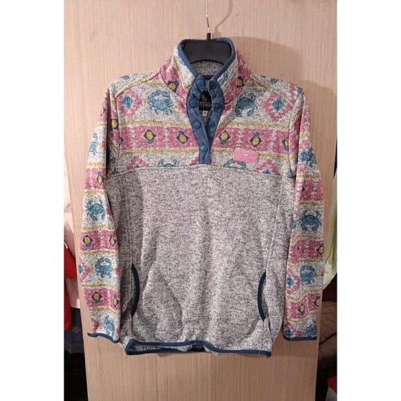 Simply Southern Small WomenTribal Pattern Crab Pineapple Pullover Fleece Jacket‎ - Picture 1 of 6